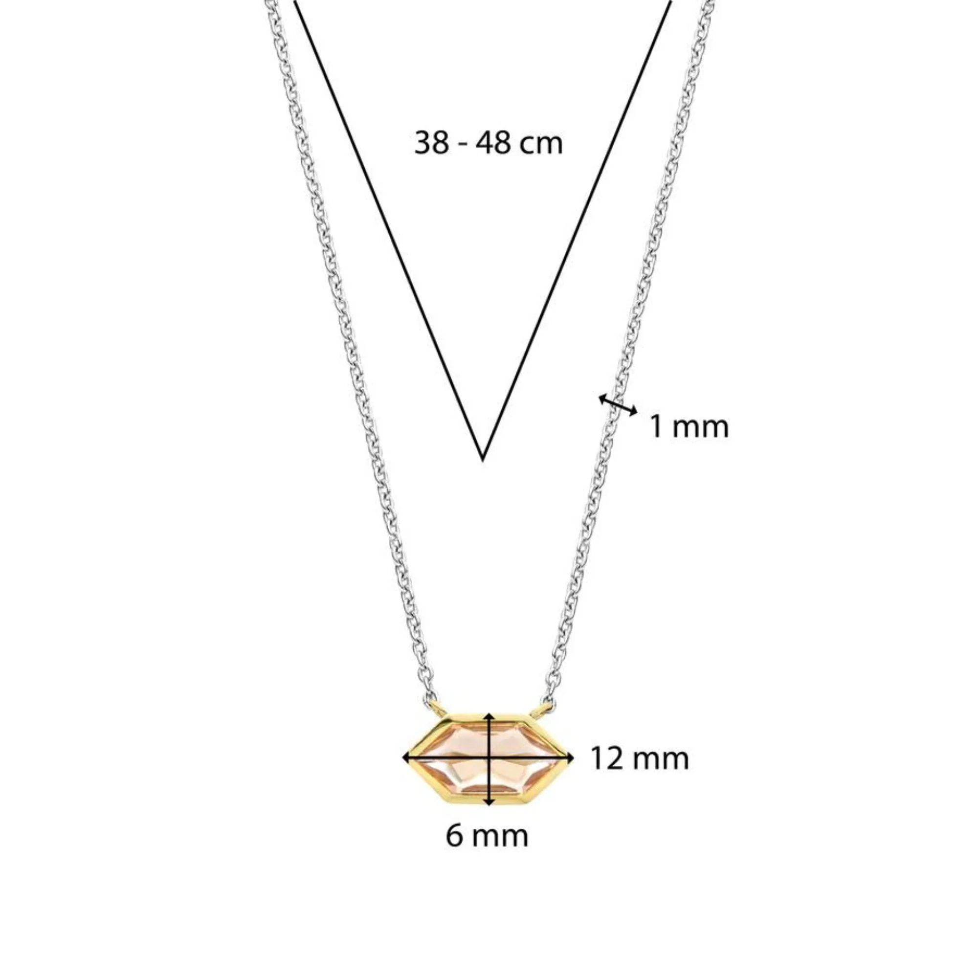 Ti Sento Gold Plated Pink Stone with Geometric Shape Pendant - Image 6