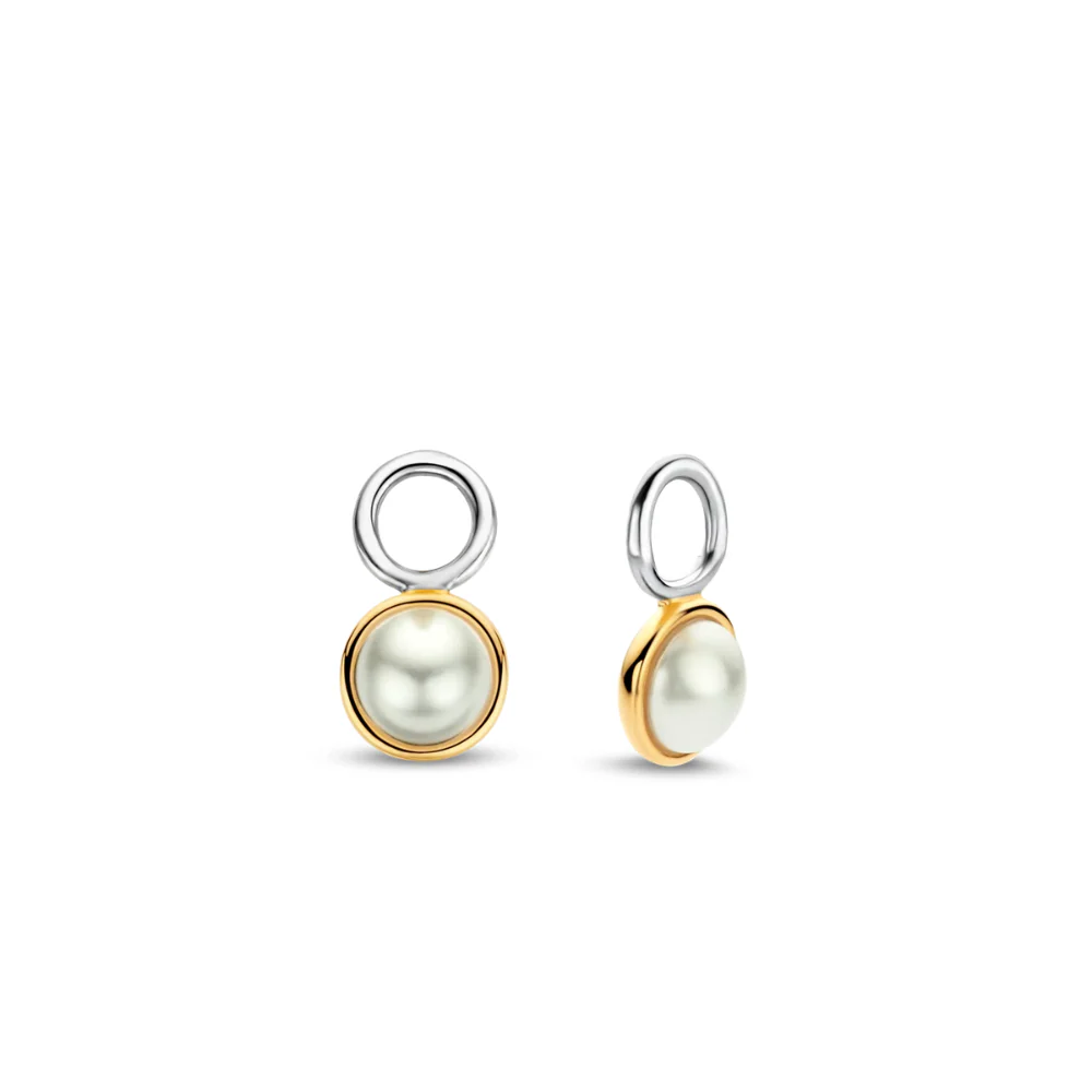 Ti Sento Gold Plated Small Round Pearl Ear Charms