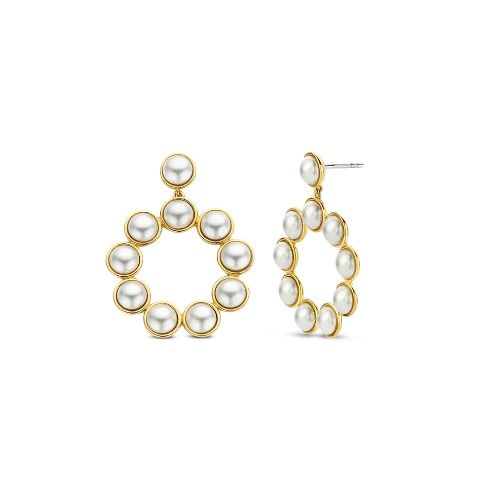 Ti Sento Gold Plated Small Round Pearls Drop Earrings