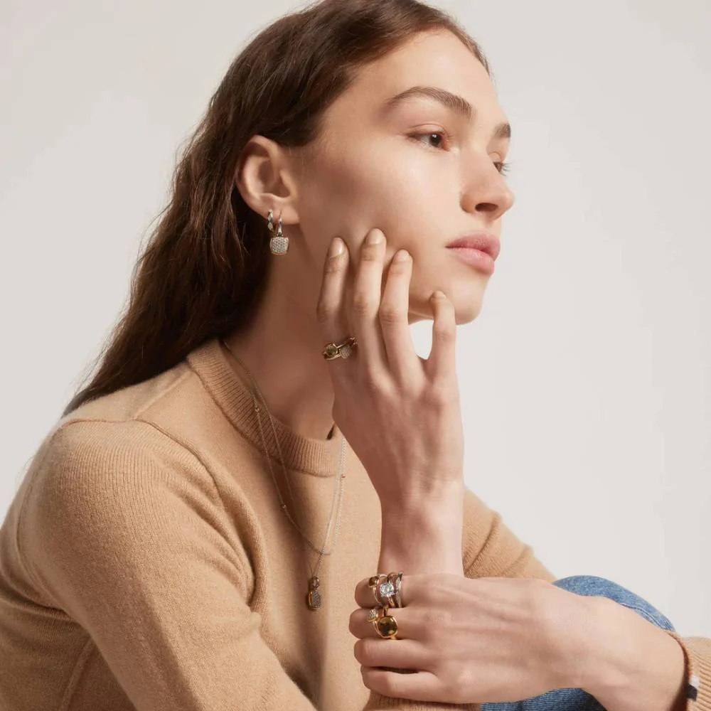 Ti Sento Gold Plated Square Zirconia Drop Earrings - Image 2