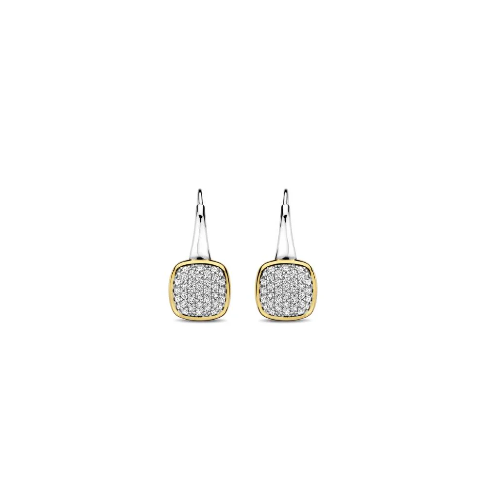 Ti Sento Gold Plated Square Zirconia Drop Earrings - Image 3