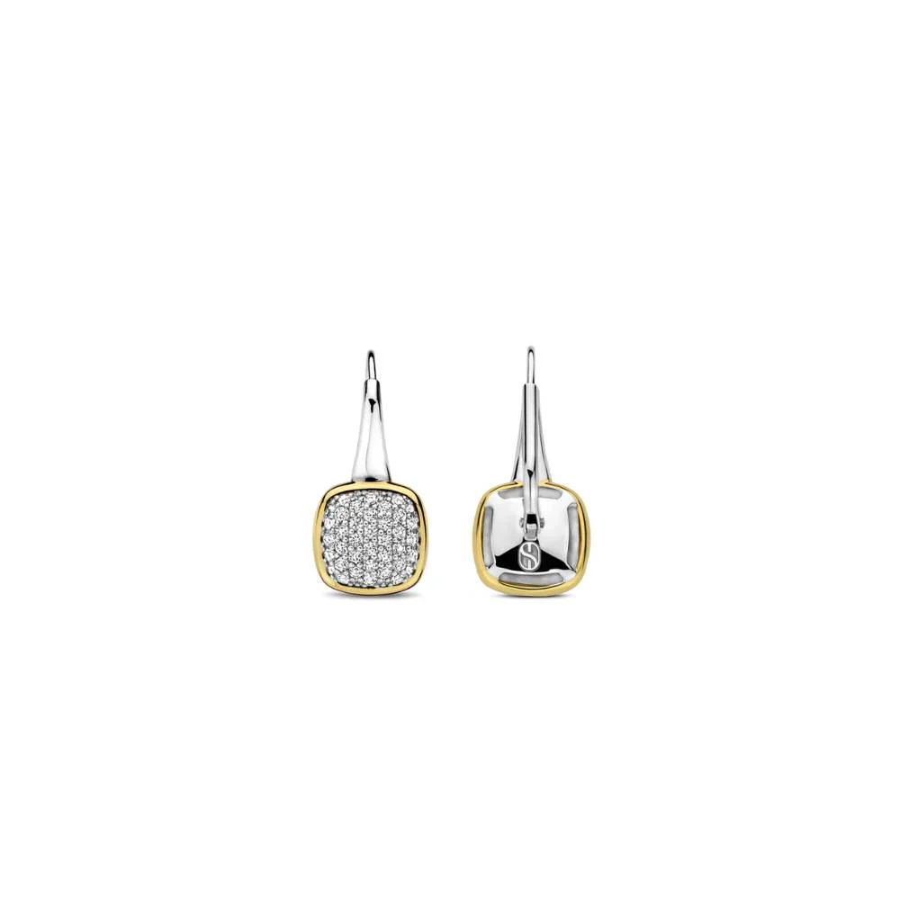 Ti Sento Gold Plated Square Zirconia Drop Earrings - Image 4
