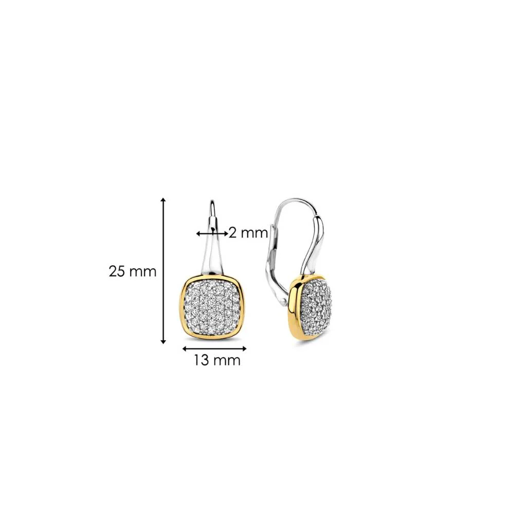 Ti Sento Gold Plated Square Zirconia Drop Earrings - Image 5