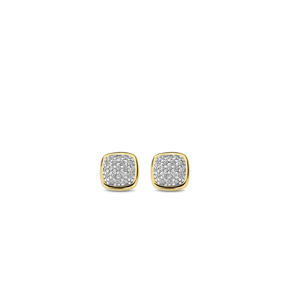 Ti Sento Gold Plated Square Zirconia Stud Earrings - Image 3
