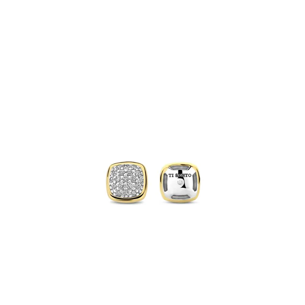 Ti Sento Gold Plated Square Zirconia Stud Earrings - Image 4
