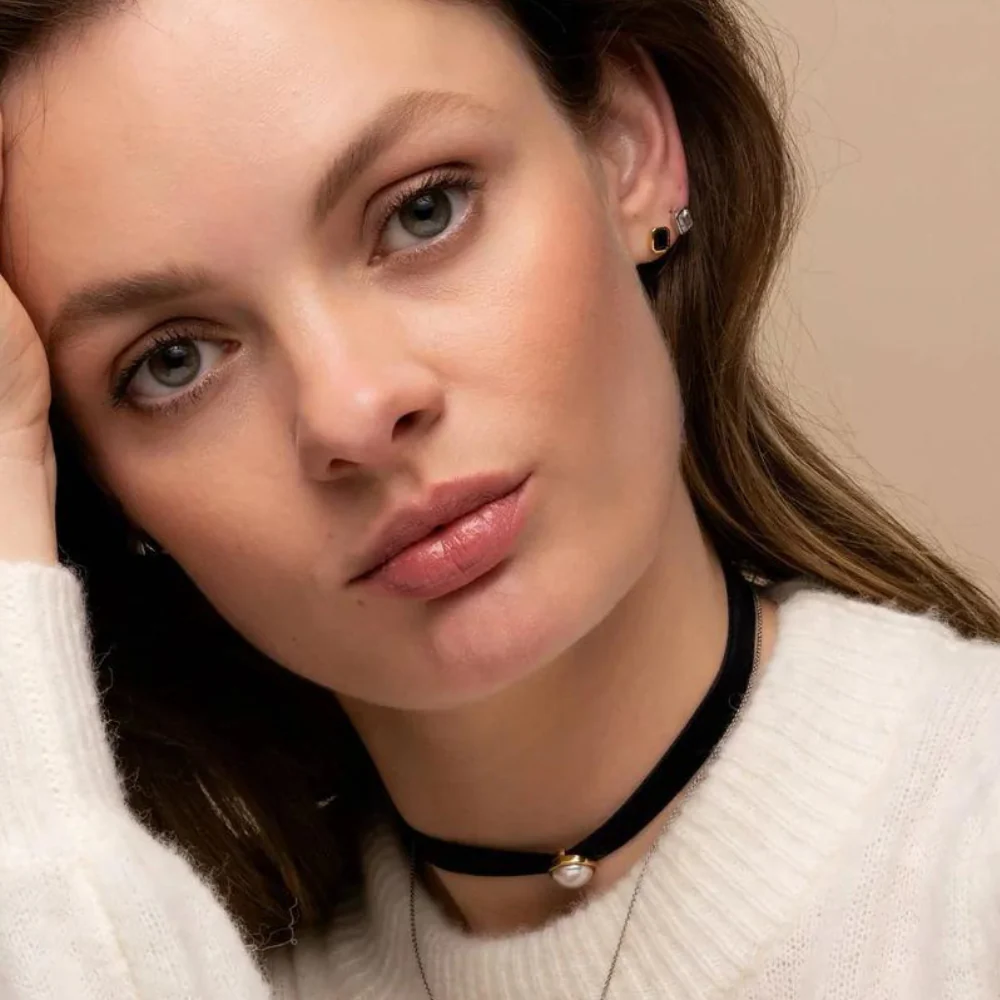 Ti Sento Gold Plated with Blue Stone Handset Stud Earrings - Image 2