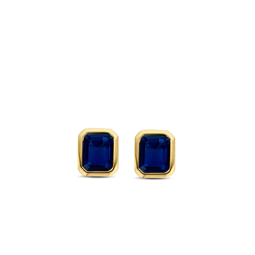 Ti Sento Gold Plated with Blue Stone Handset Stud Earrings - Image 3