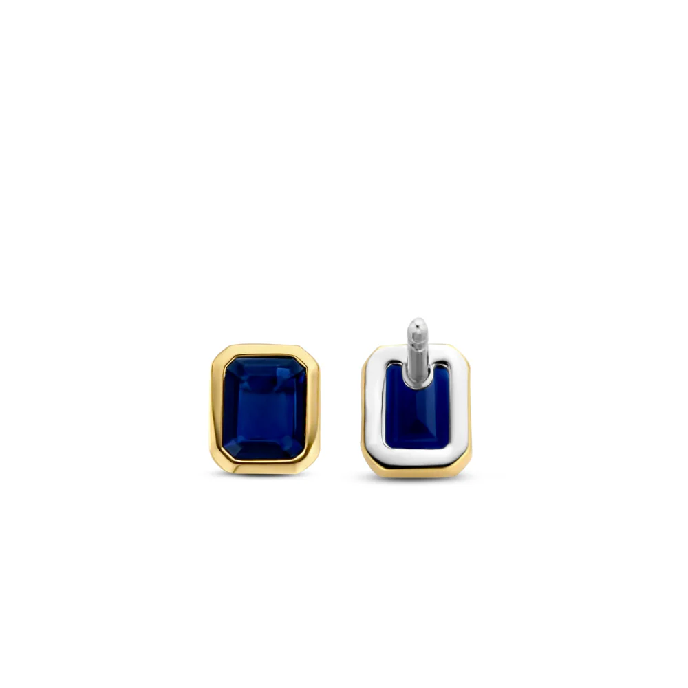 Ti Sento Gold Plated with Blue Stone Handset Stud Earrings - Image 4