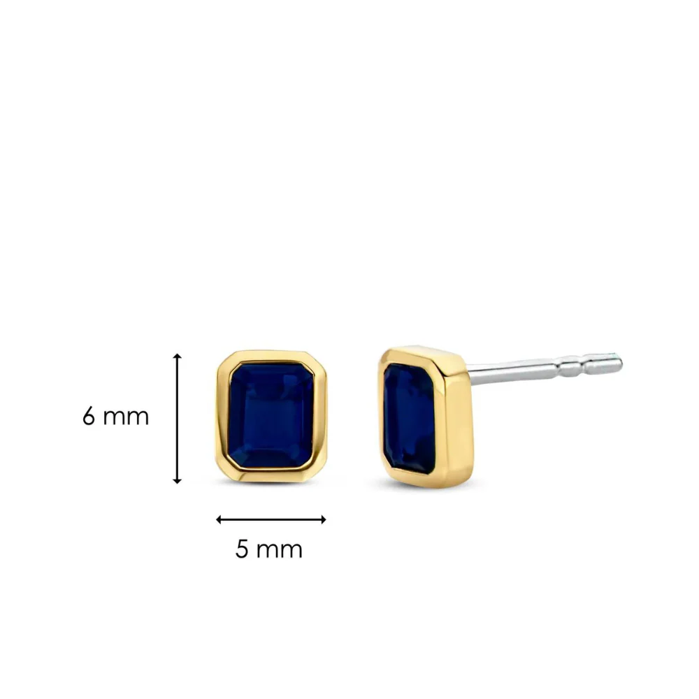 Ti Sento Gold Plated with Blue Stone Handset Stud Earrings - Image 5