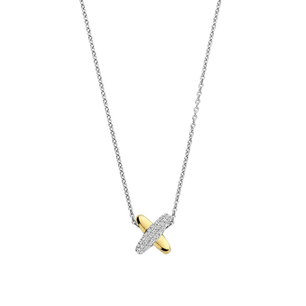 Ti Sento Gold Plated Zirconia Cross Shape Pendant