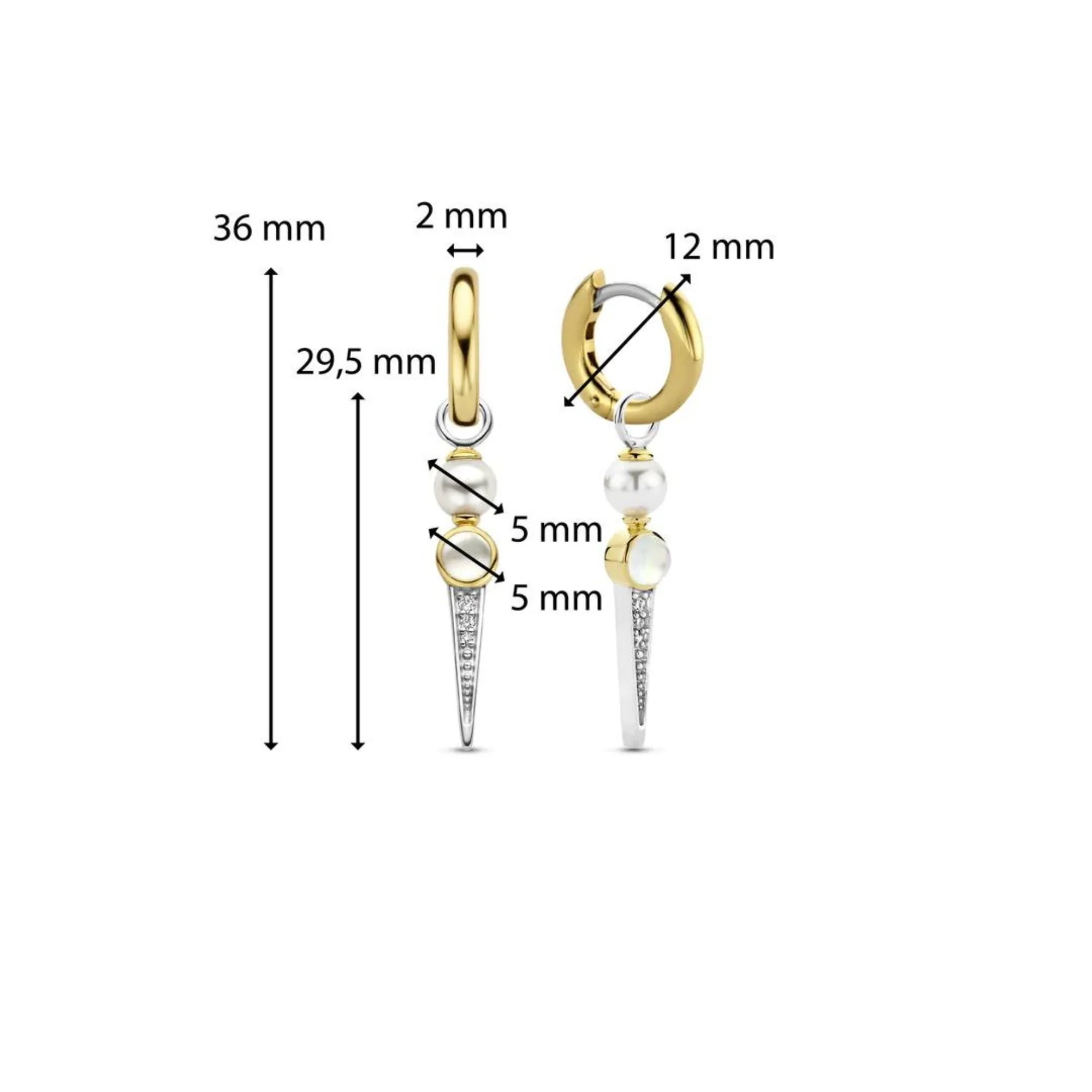Ti Sento Gold Plated Zirconia Pave & Pearl Drop Earrings - Image 4