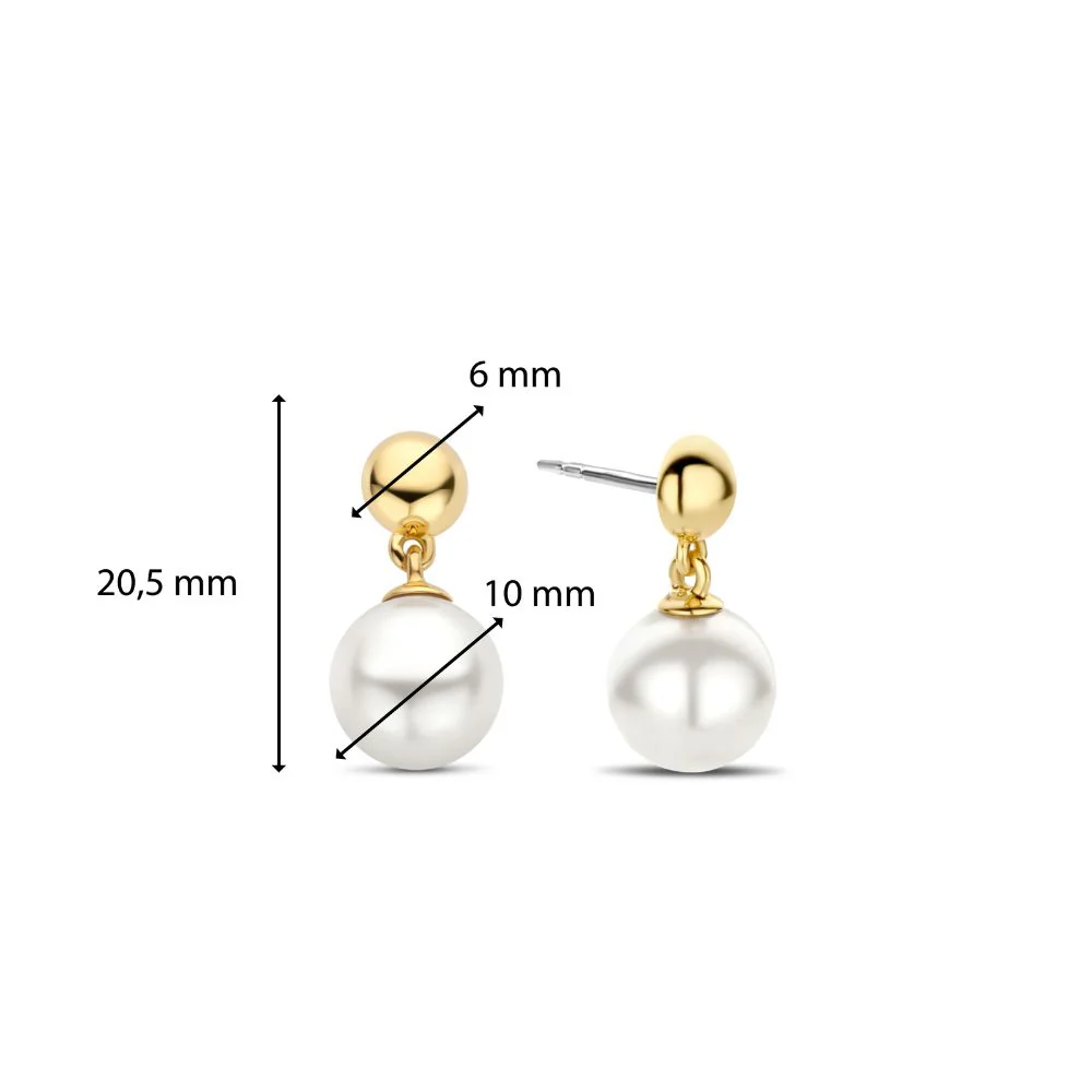 Ti Sento Milano Pearl Gold Plated Drop Earrings - Image 4