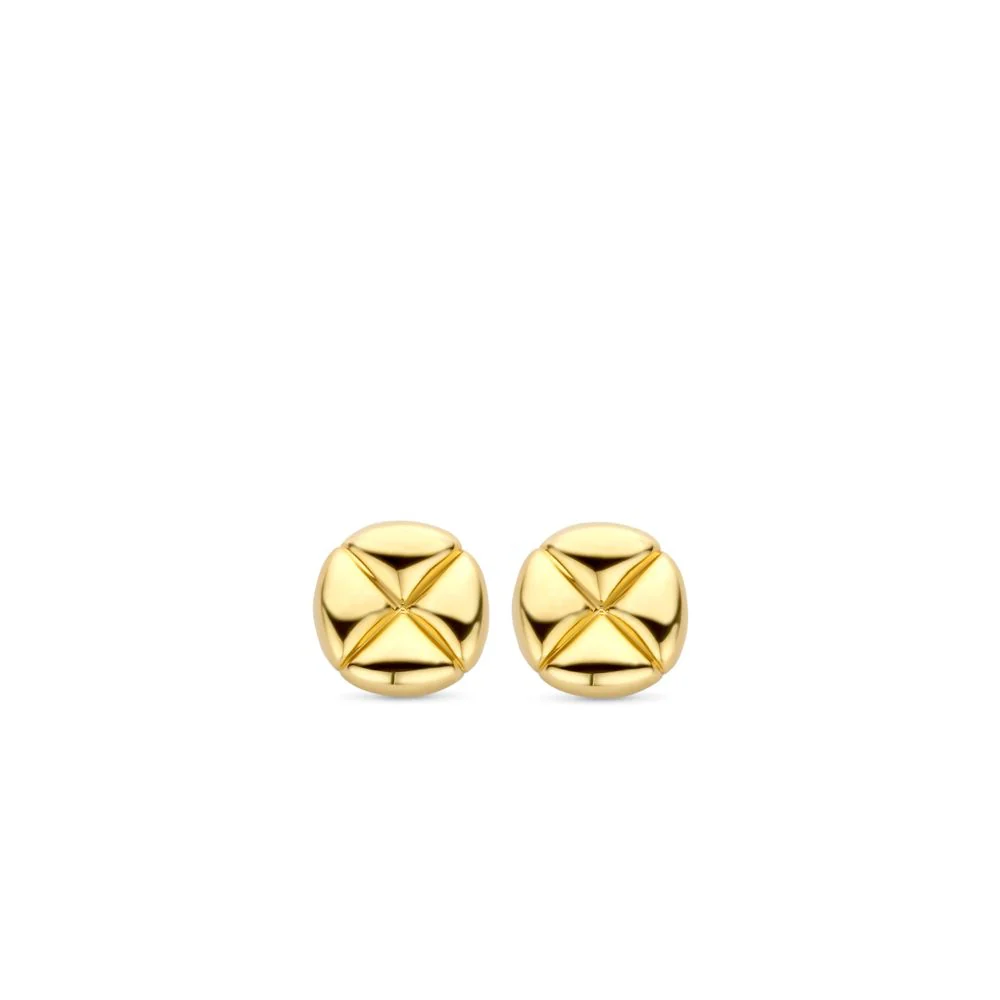 Ti Sento Milano Puffy Design Stud Gold Plated Earrings - Image 2