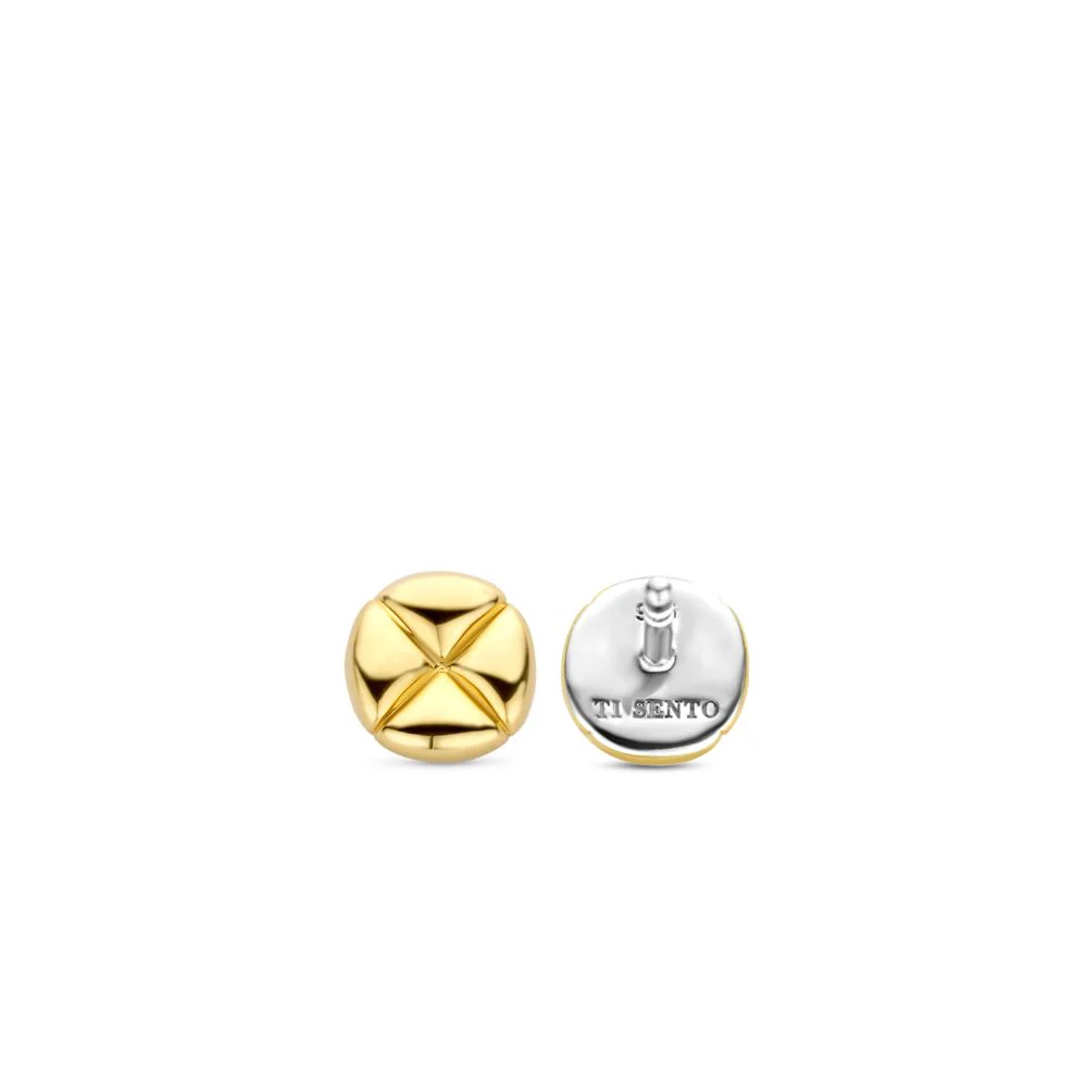 Ti Sento Milano Puffy Design Stud Gold Plated Earrings - Image 3