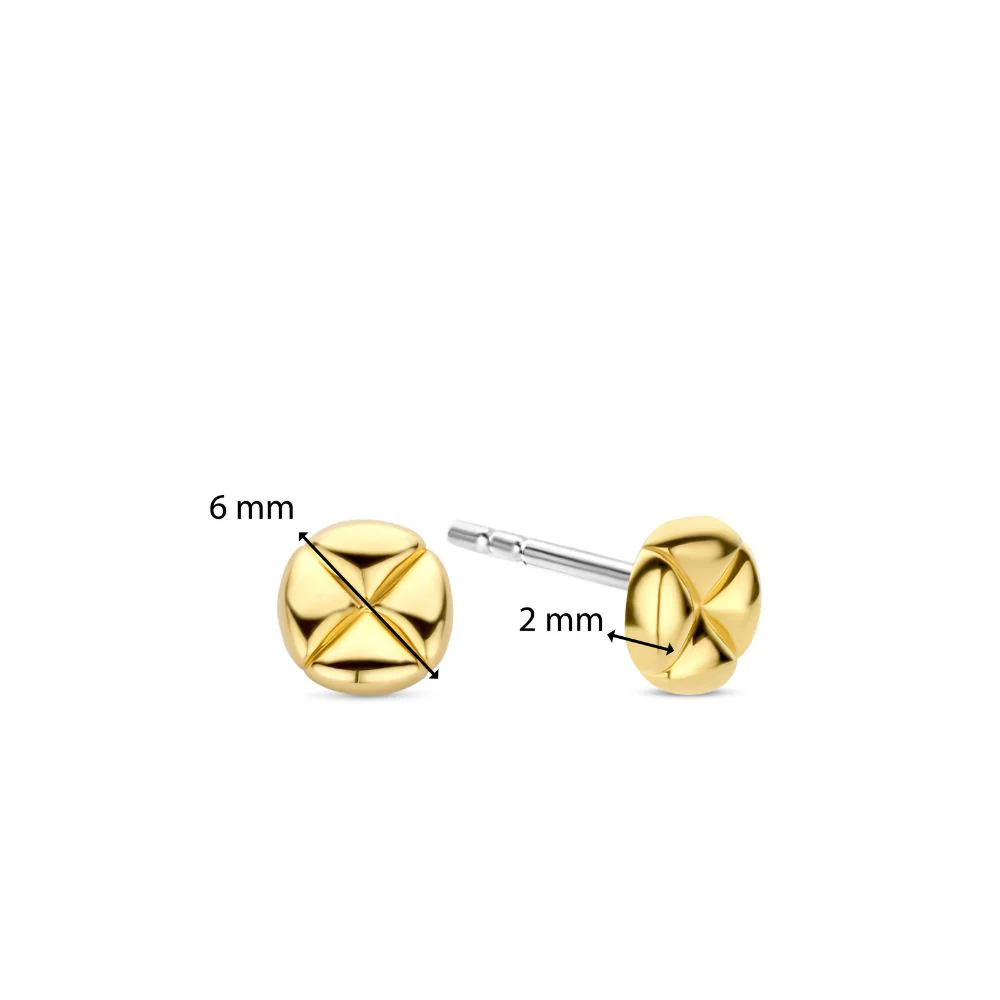 Ti Sento Milano Puffy Design Stud Gold Plated Earrings - Image 4