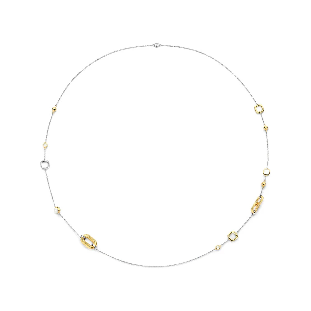Ti Sento Mixed Metal CZ and Pearl Necklace - Image 3