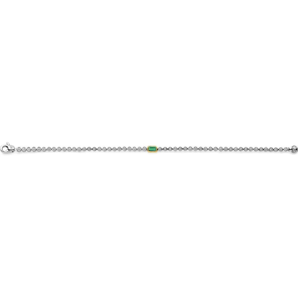 Ti Sento Platinum-Plated Emerald Tennis Bracelet - Image 2