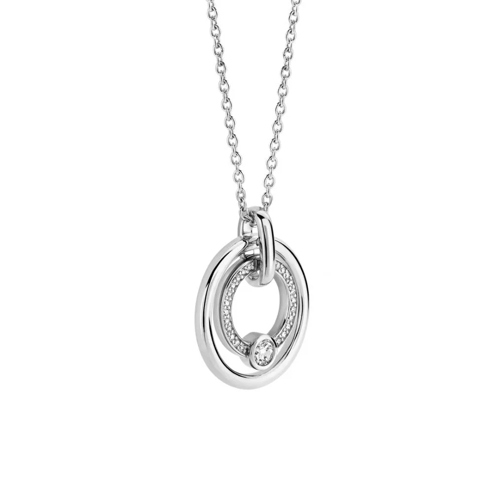 Ti Sento Silver Double Circle Zirconia Pendant - Image 3