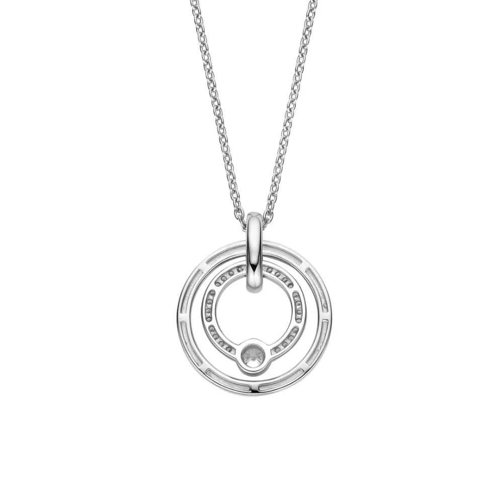 Ti Sento Silver Double Circle Zirconia Pendant - Image 4