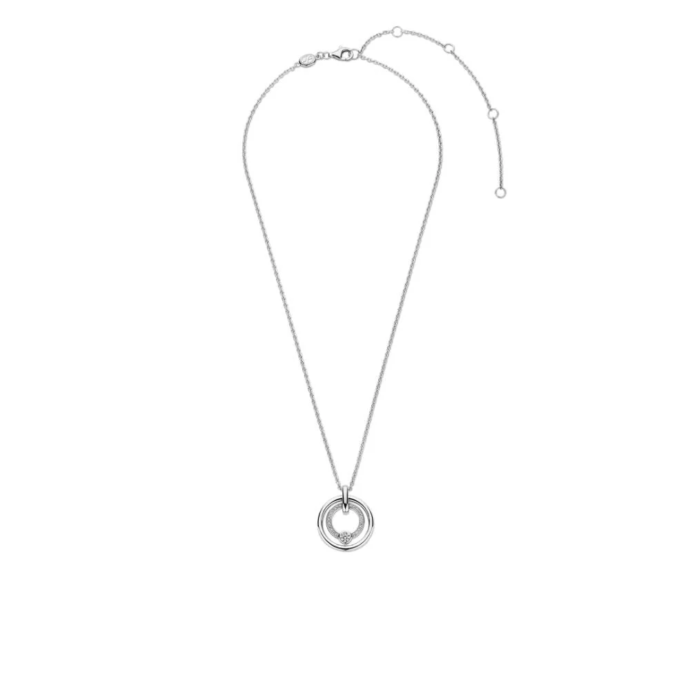 Ti Sento Silver Double Circle Zirconia Pendant - Image 5