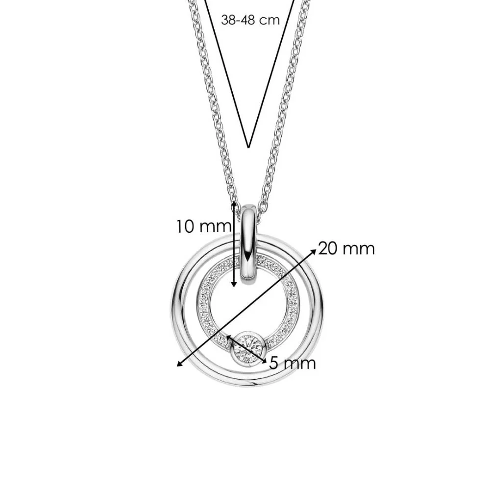 Ti Sento Silver Double Circle Zirconia Pendant - Image 6