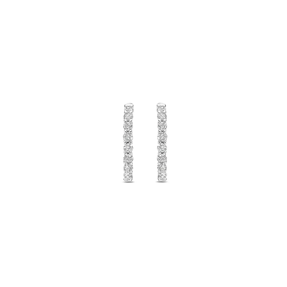 Ti Sento Silver Medium CZ Hoop Earrings - Image 3