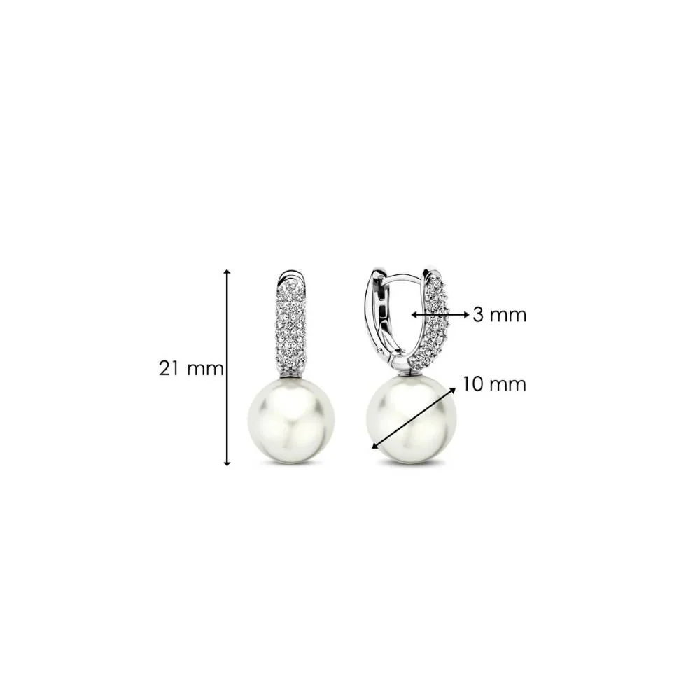 Ti Sento Silver Pearl Zirconia Earrings - Image 5