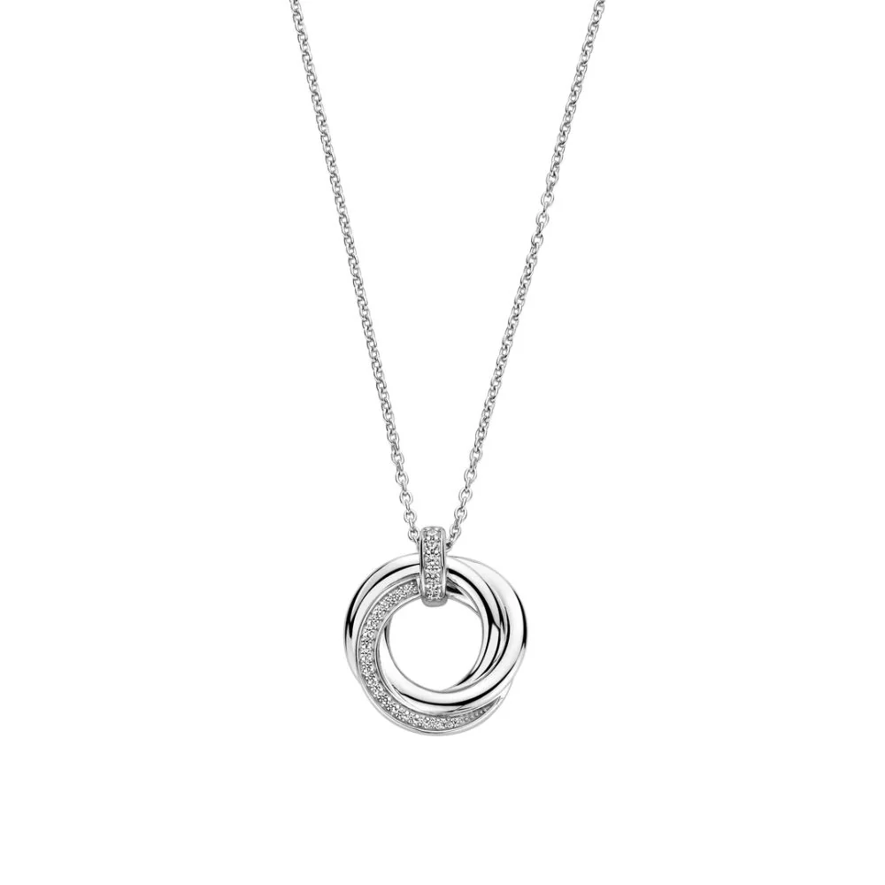 Ti Sento Silver Triple Circle Zirconia Necklace