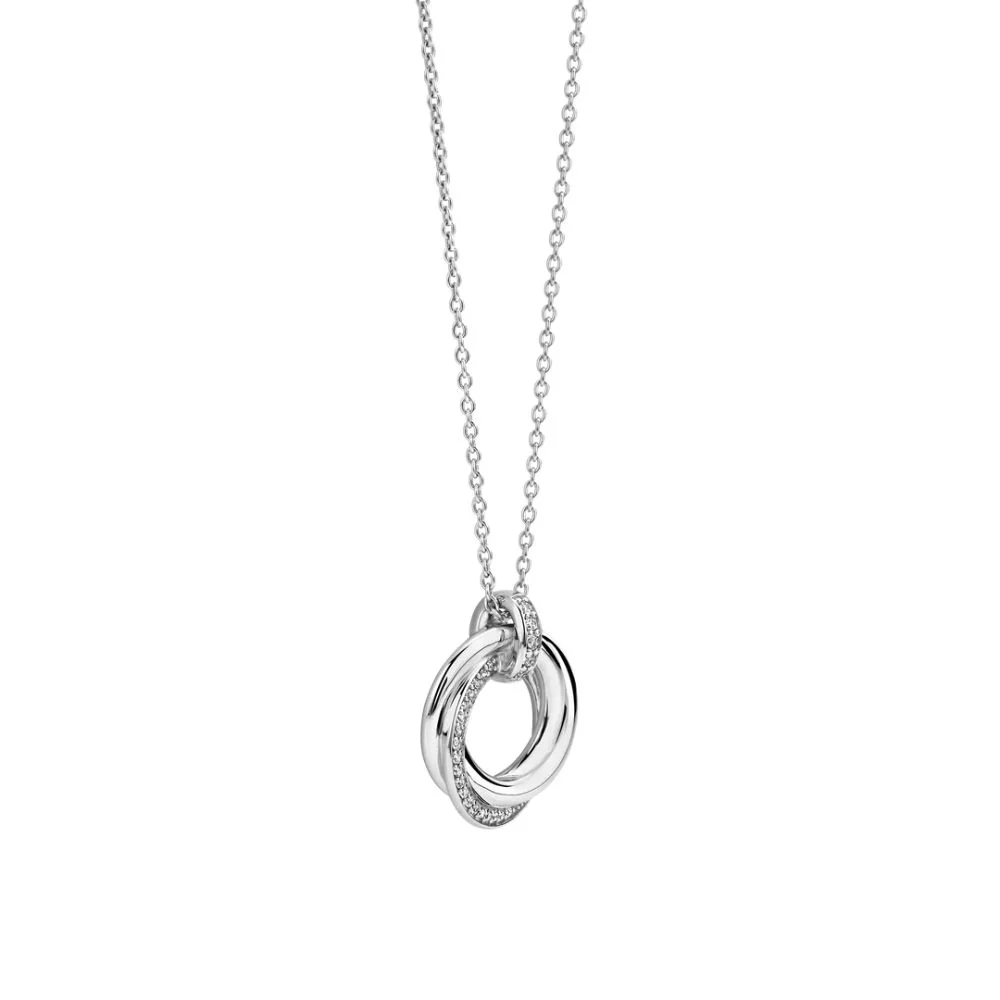Ti Sento Silver Triple Circle Zirconia Necklace - Image 2