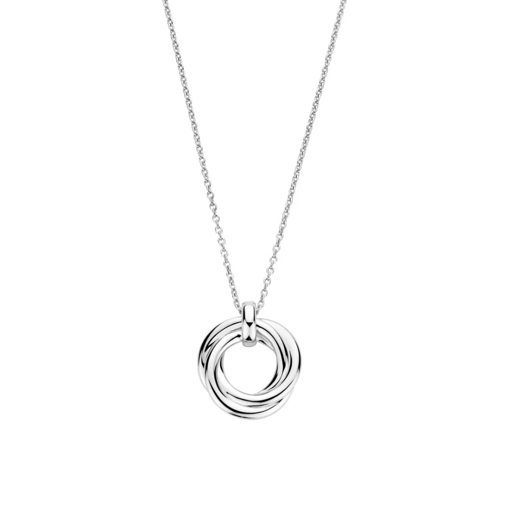 Ti Sento Silver Triple Circle Zirconia Necklace - Image 3