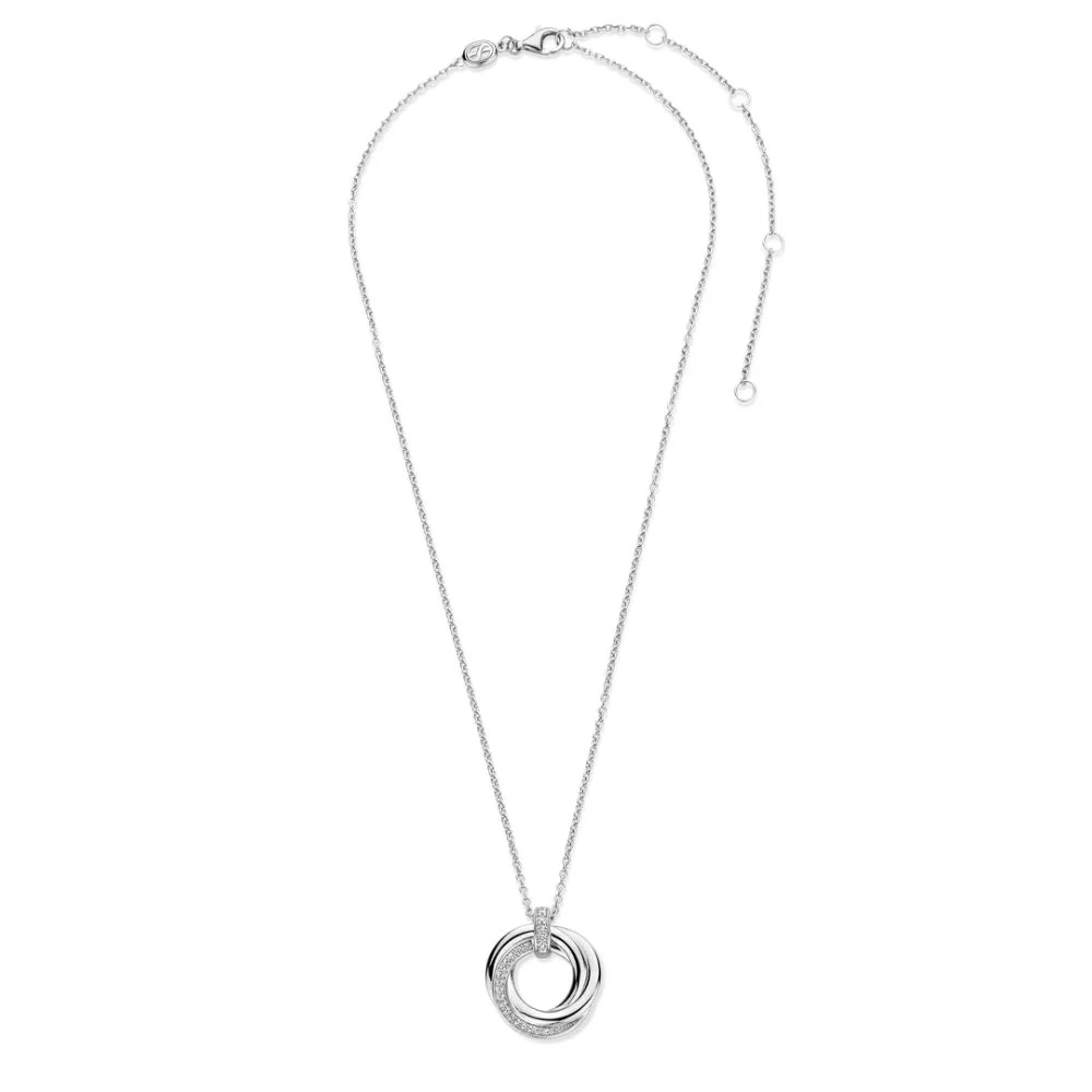 Ti Sento Silver Triple Circle Zirconia Necklace - Image 4