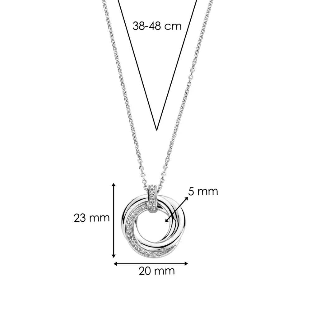 Ti Sento Silver Triple Circle Zirconia Necklace - Image 5
