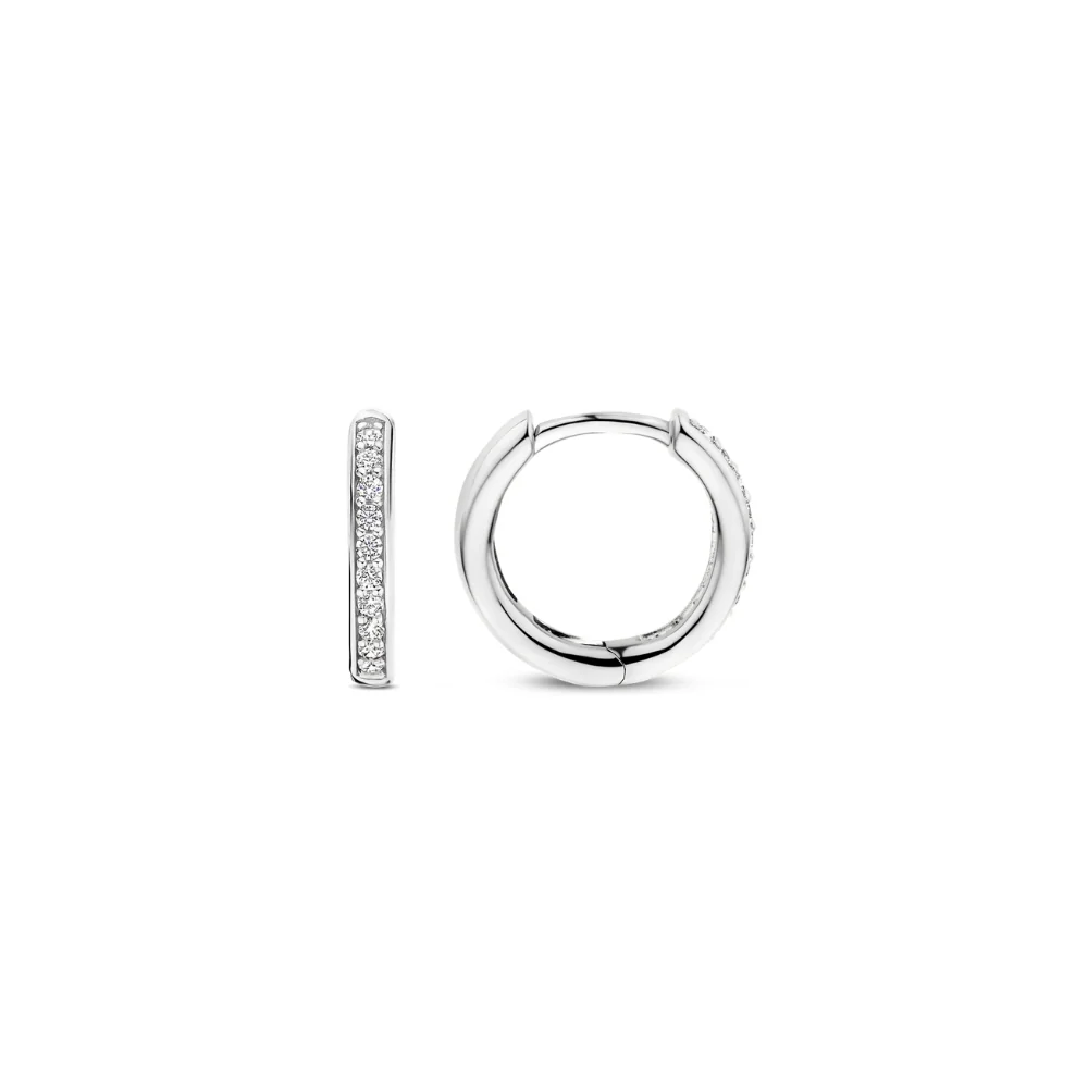 Ti Sento Sterling Silver CZ Pave Hoop Earrings