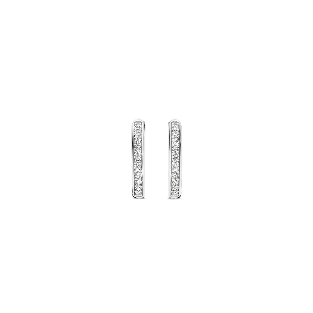 Ti Sento Sterling Silver CZ Pave Hoop Earrings - Image 3