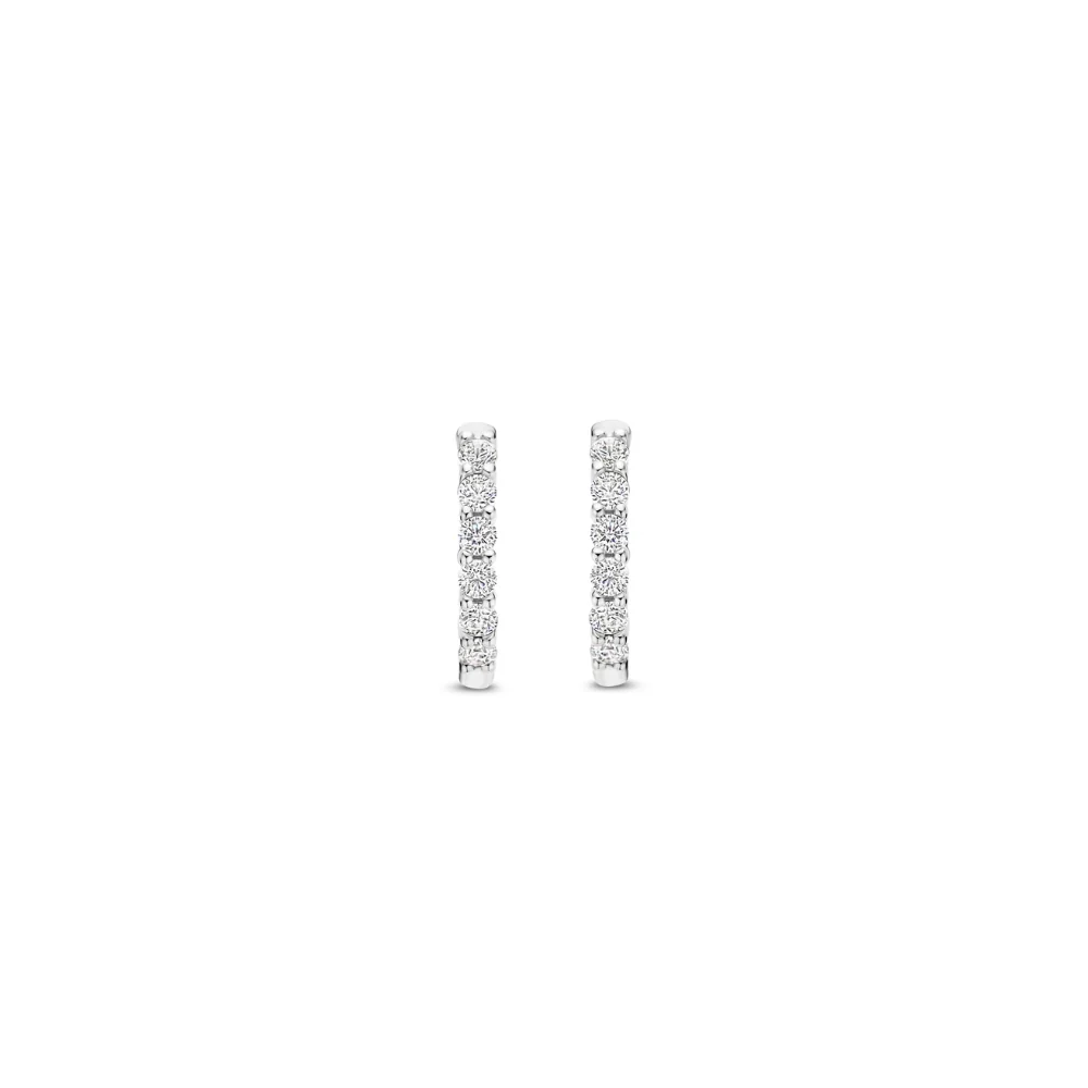 Ti Sento Sterling Silver CZ Pave Small Hoop Earrings - Image 3