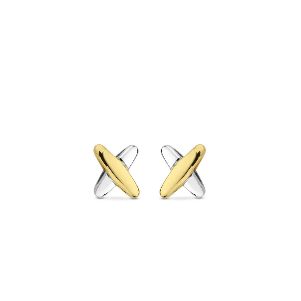 Ti Sento Two-Tone Cross Shape Stud Earrings - Image 3