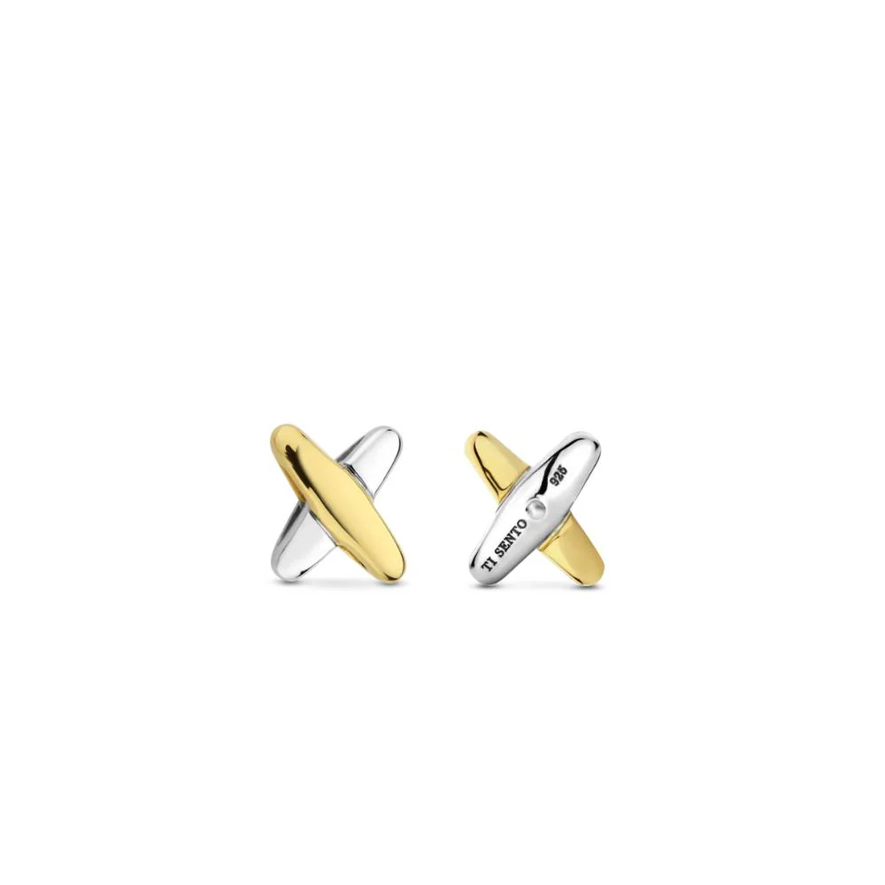 Ti Sento Two-Tone Cross Shape Stud Earrings - Image 4