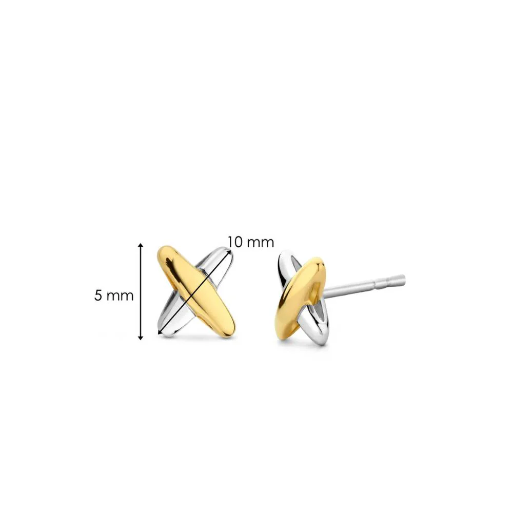 Ti Sento Two-Tone Cross Shape Stud Earrings - Image 5