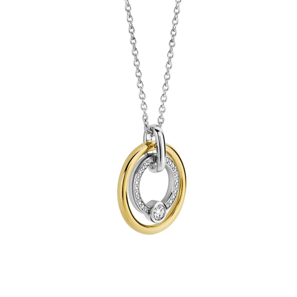 Ti Sento Two Tones Double Circle Zirconia Pendant - Image 3