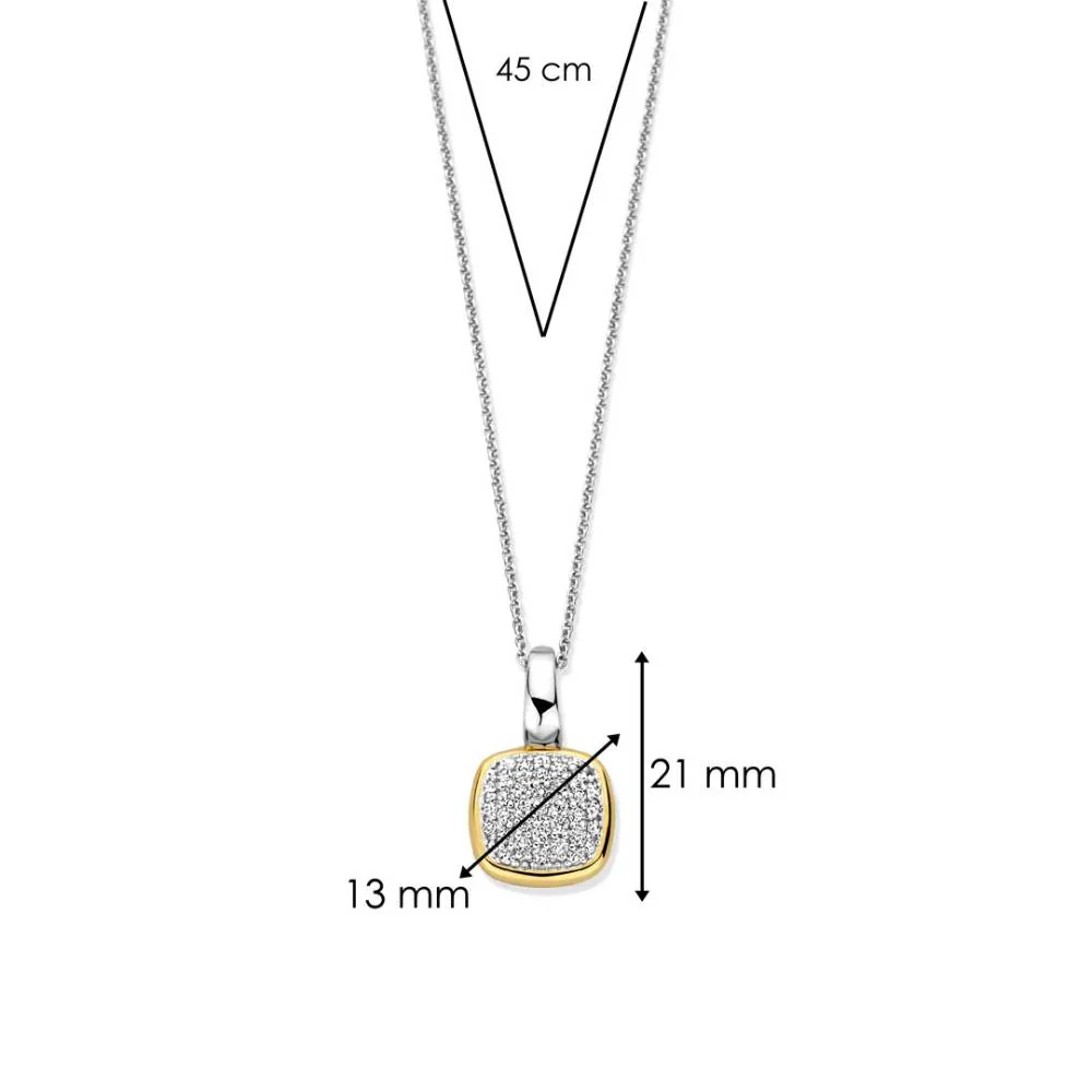 Ti Sento Two Tones Square Zirconia Pendant - Image 5