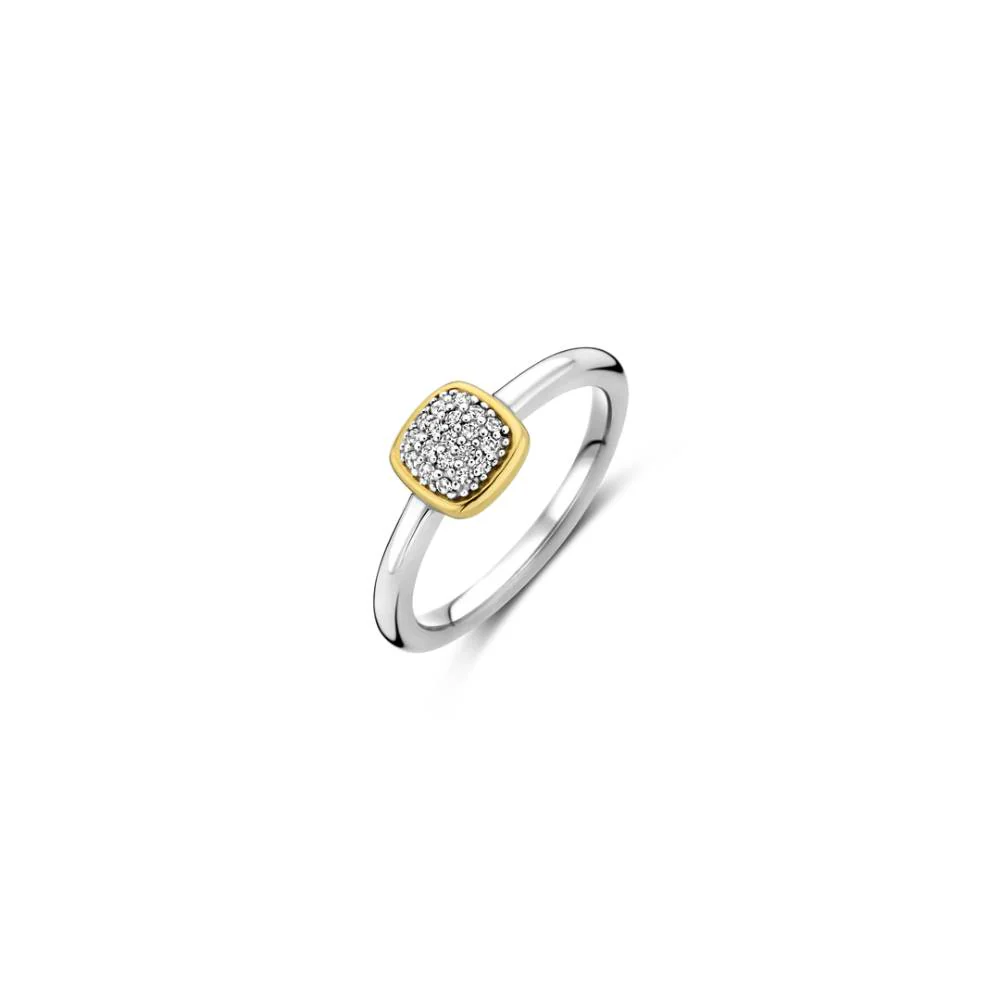 Ti Sento Two Tones Square Zirconia Ring