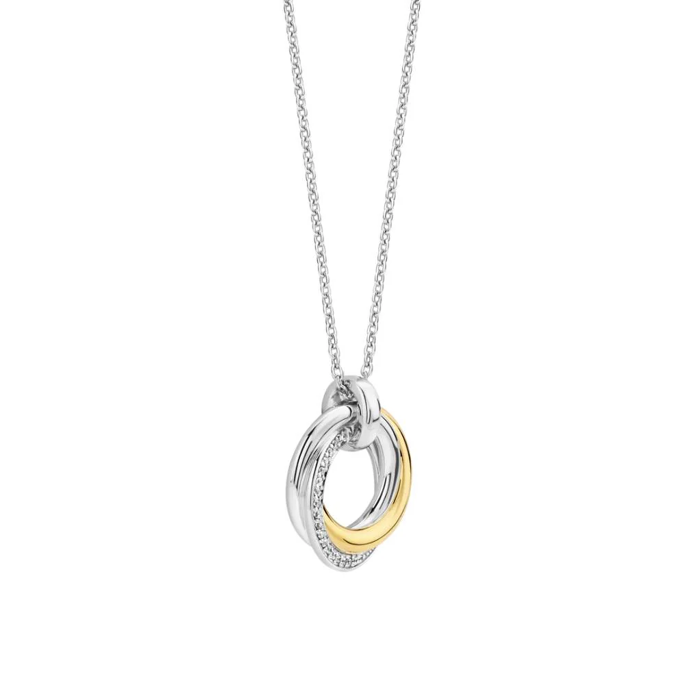 Ti Sento Two Tones Triple Circle Zirconia Necklace - Image 2