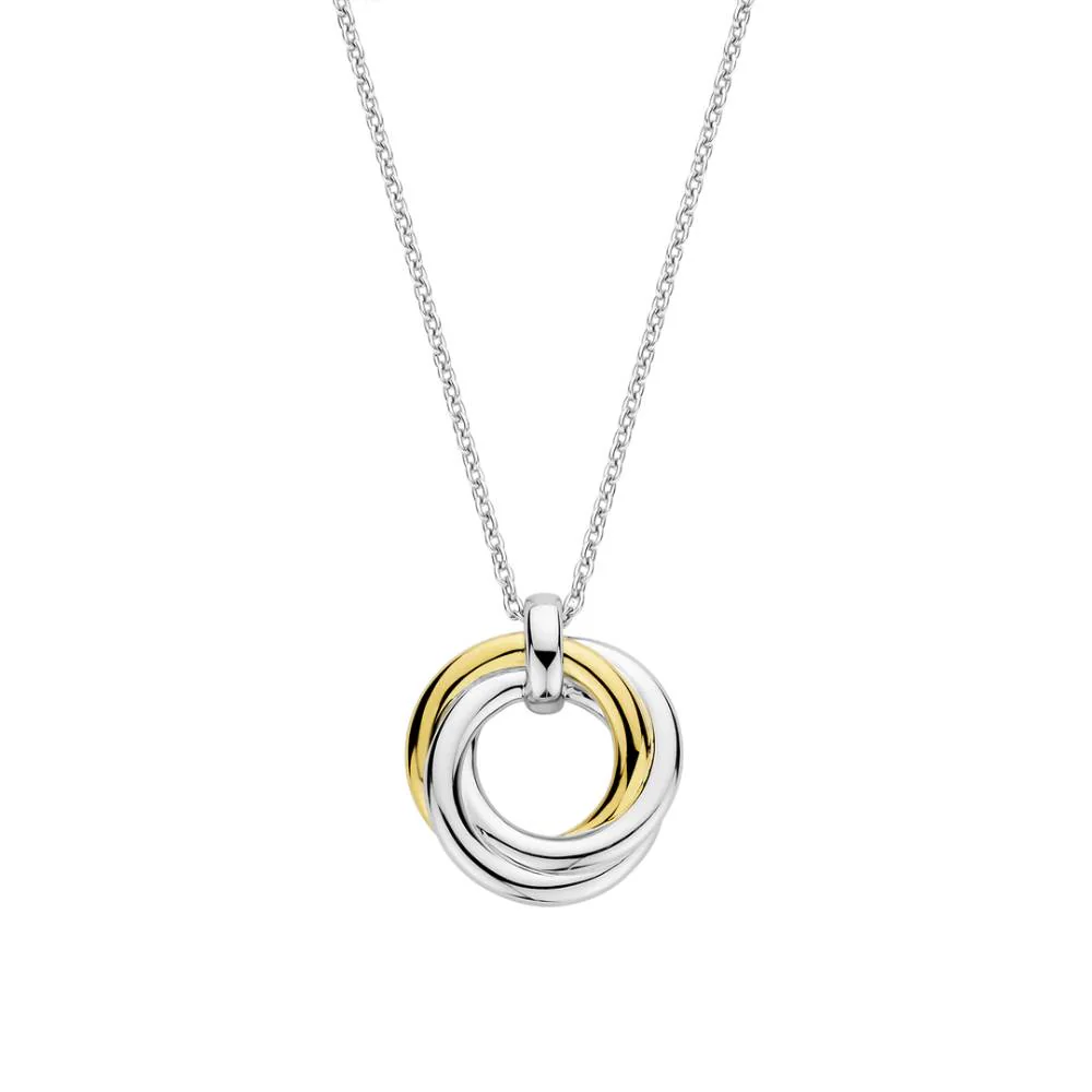 Ti Sento Two Tones Triple Circle Zirconia Necklace - Image 3