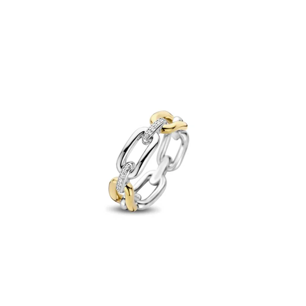 Ti Sento Two Tones Zirconia Chunky Links Ring