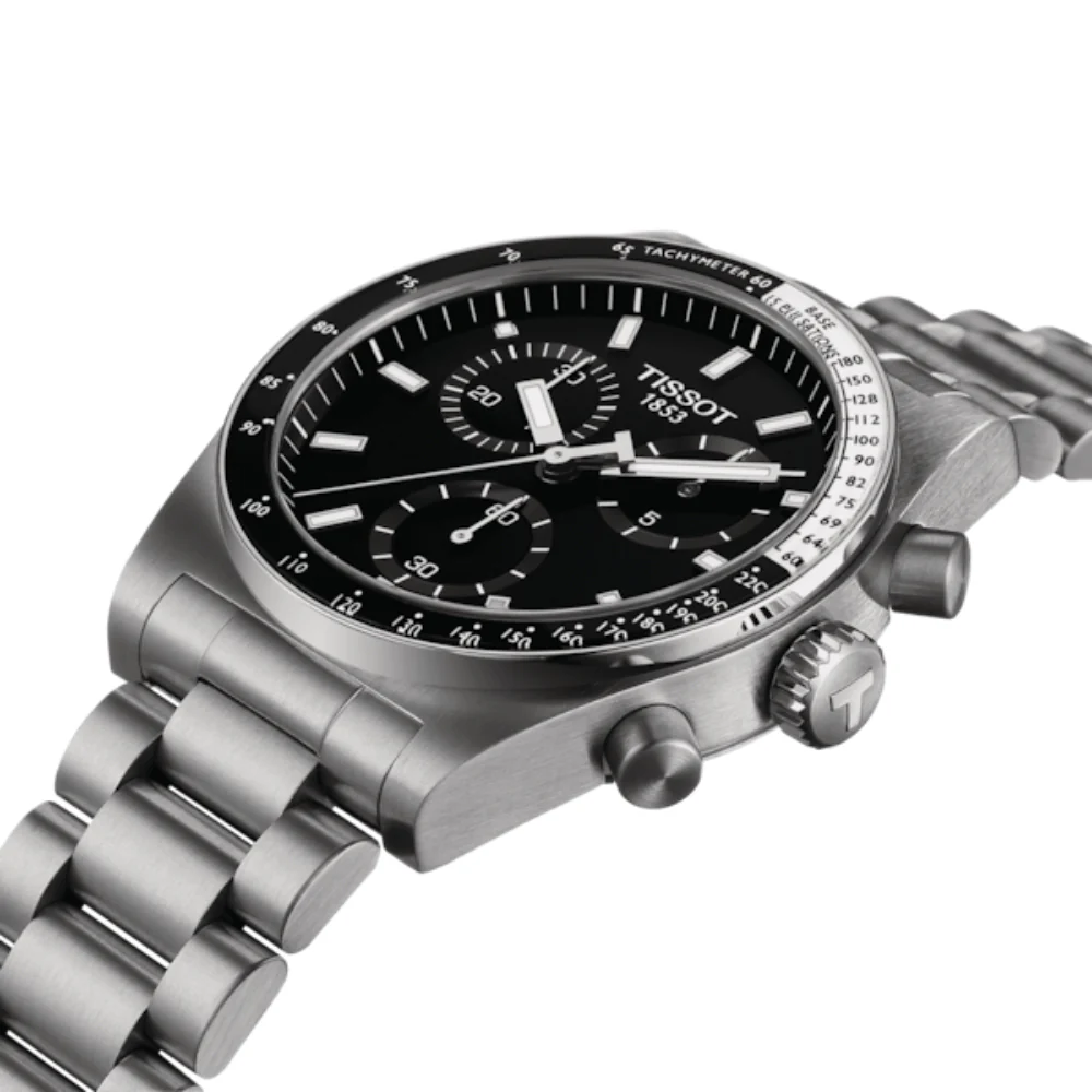 Tissot PR516 Chronograph Stainless Steel 40mm Black Dial Watch - Image 2