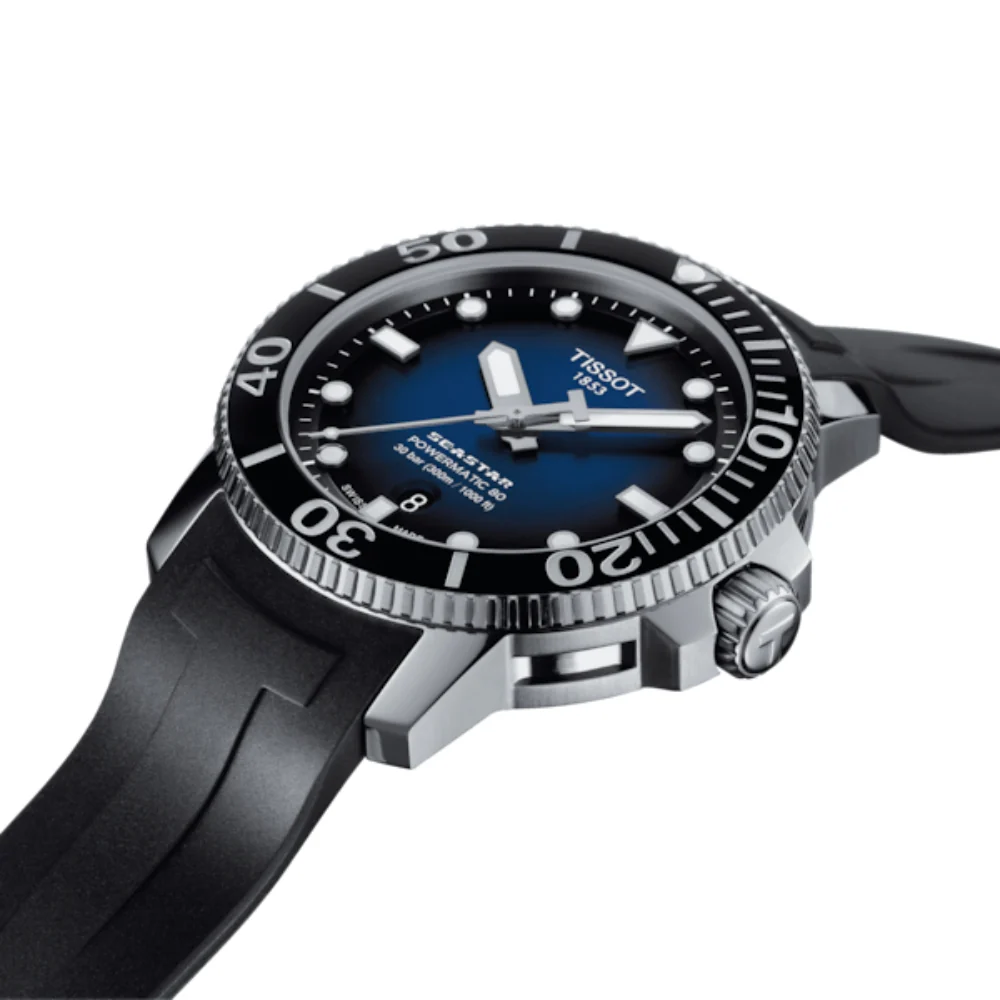 Tissot Seastar Rubber 43mm Blue Dial Watch - Image 2