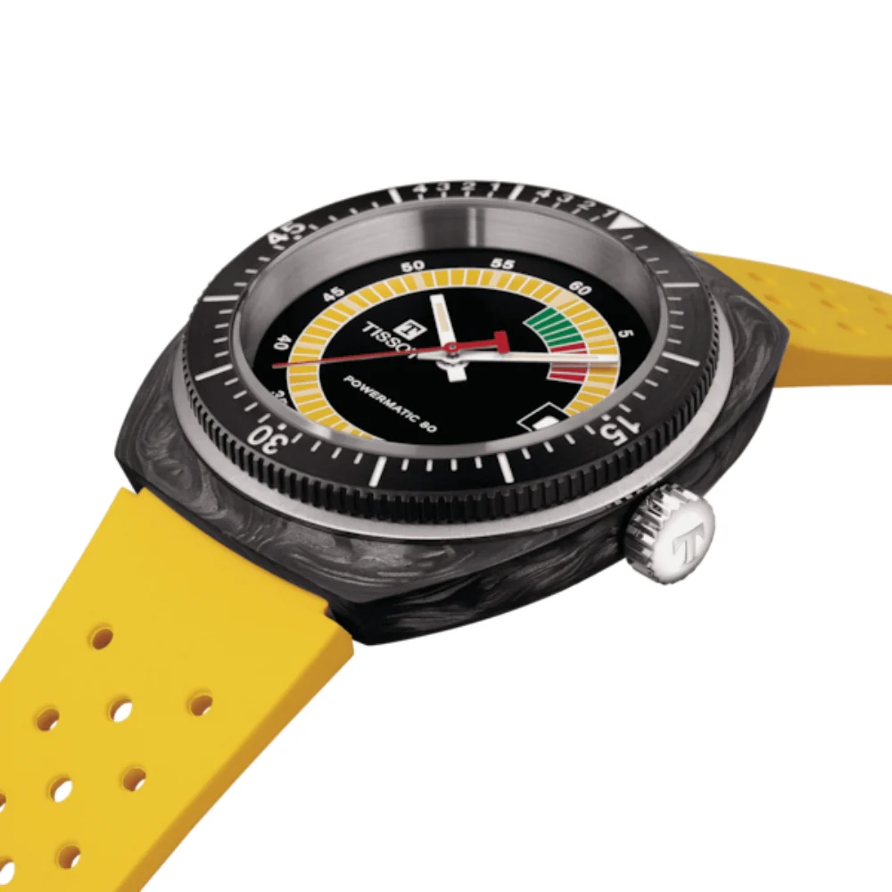 Tissot Sideral S Stainless Steel Yellow 41mm Black Dial Watch - Image 2