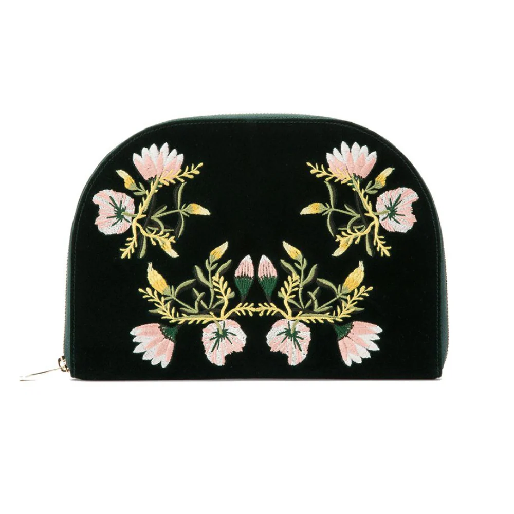 WOLF Zoe Green Velvet Portfolio Travel Jewellery Box