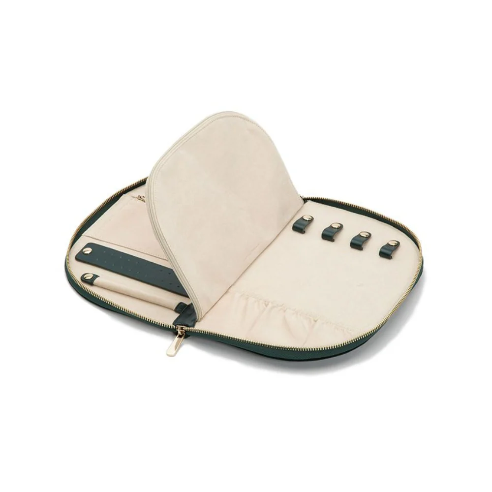 WOLF Zoe Green Velvet Portfolio Travel Jewellery Box - Image 5
