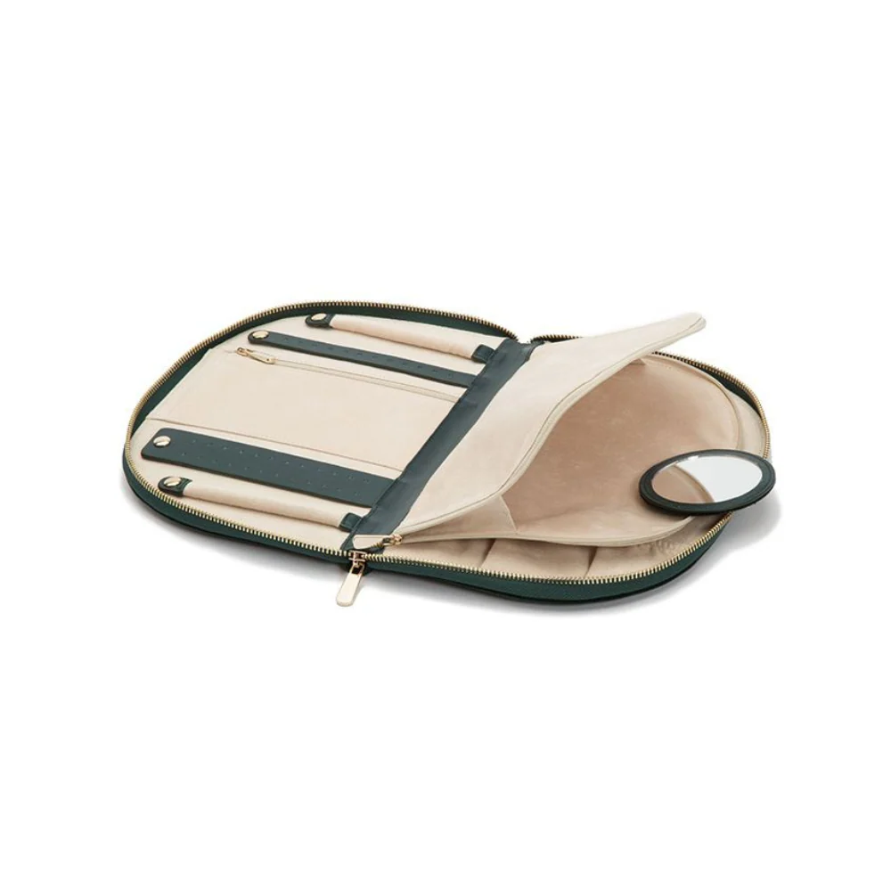 WOLF Zoe Green Velvet Portfolio Travel Jewellery Box - Image 6